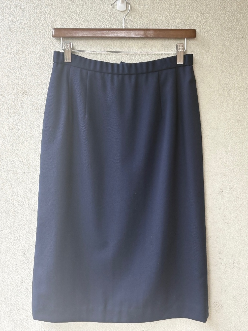 Vintage Pendleton Navy Blue 100% Virgin Wool Pencil Skirt Midi 6 USA Made